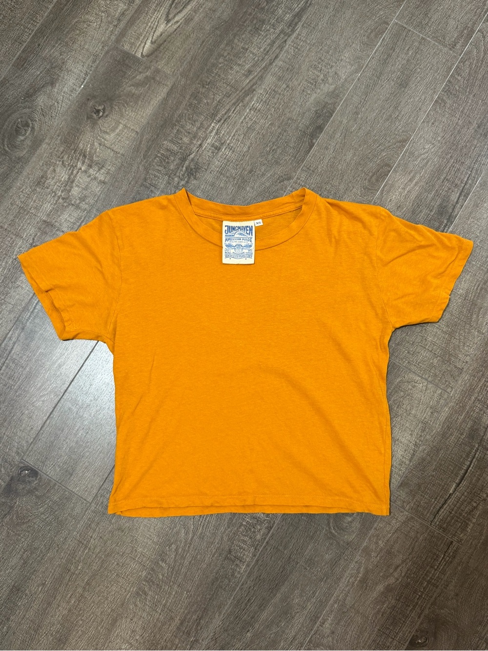 Jungmaven Cropped Ojai Tee - sunbeam orange - size XS